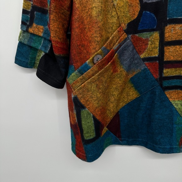 Ali Miles Brushed Knit Top Shirt Size Large 3/4 Sleeve‎ Cowl Neck Artsy Boho New - Picture 6 of 16